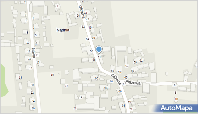Nądnia, Główna, 51, mapa Nądnia
