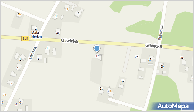 Nędza, Gliwicka, 17, mapa Nędza