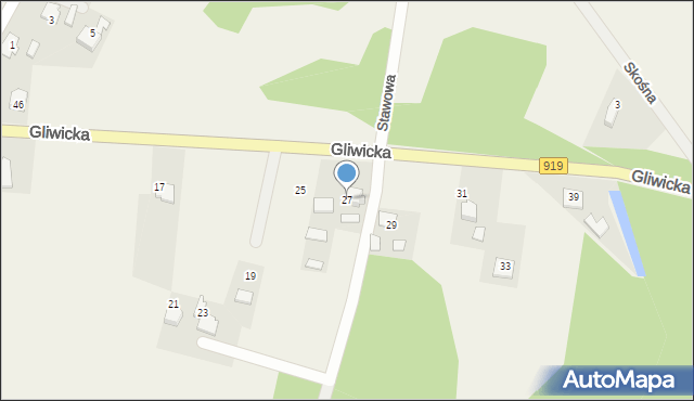 Nędza, Gliwicka, 27, mapa Nędza