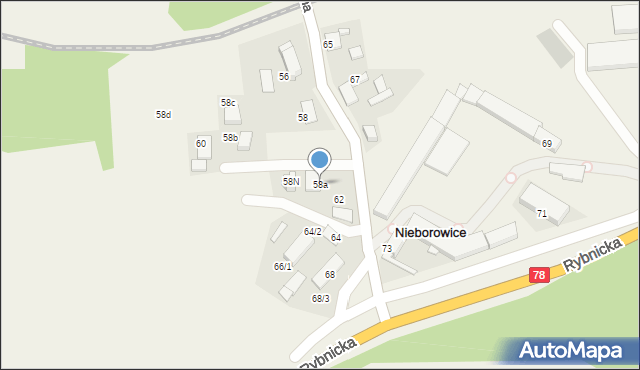 Nieborowice, Główna, 58a, mapa Nieborowice