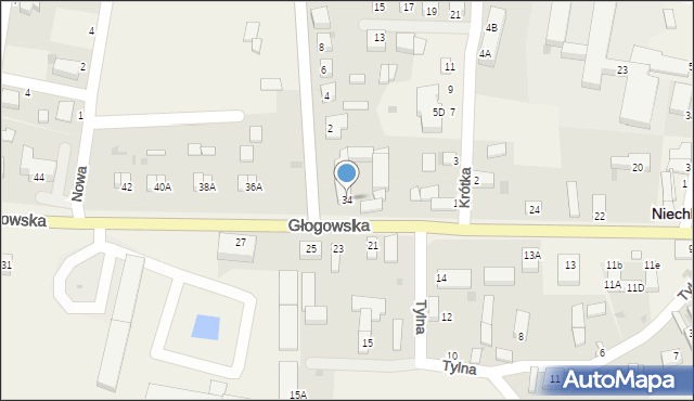 Niechlów, Głogowska, 34, mapa Niechlów
