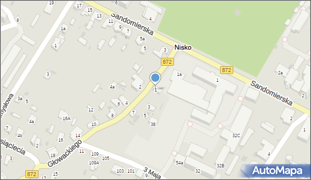 Nisko, Głowackiego Bartosza, 1, mapa Nisko