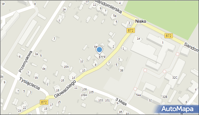 Nisko, Głowackiego Bartosza, 6, mapa Nisko