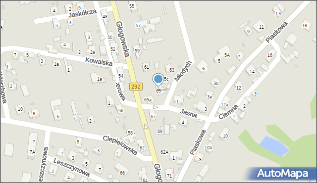 Nowa Sól, Głogowska, 65, mapa Nowa Sól