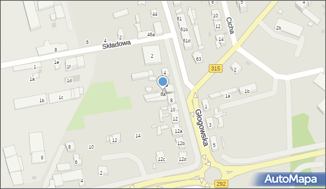 Nowa Sól, Głogowska, 6a, mapa Nowa Sól