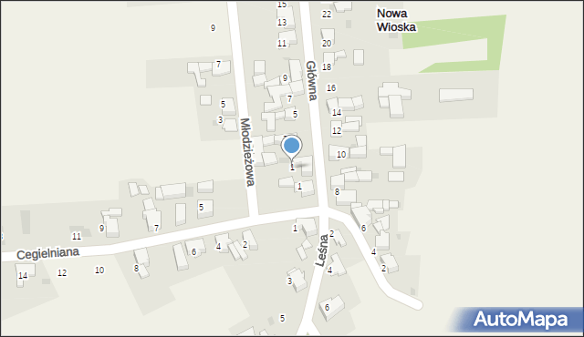 Nowa Wioska, Główna, 1, mapa Nowa Wioska