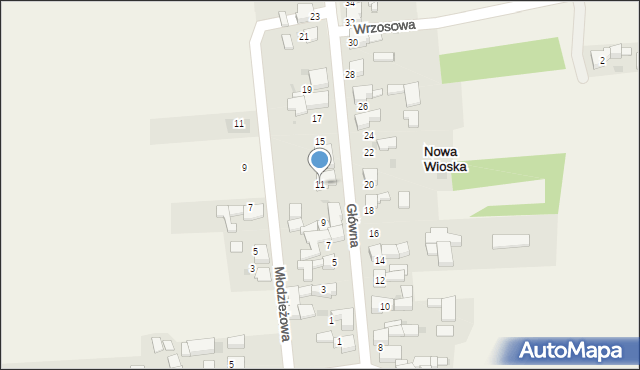 Nowa Wioska, Główna, 11, mapa Nowa Wioska