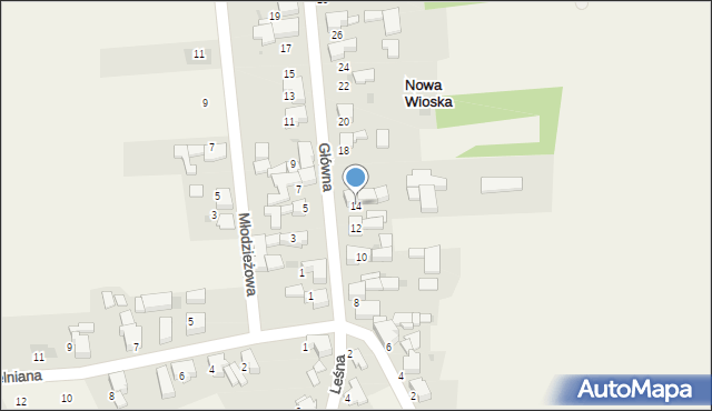 Nowa Wioska, Główna, 14, mapa Nowa Wioska