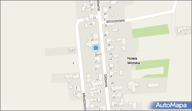 Nowa Wioska, Główna, 15, mapa Nowa Wioska