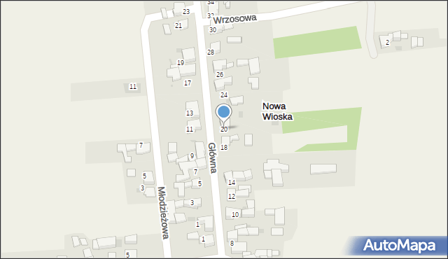 Nowa Wioska, Główna, 20, mapa Nowa Wioska