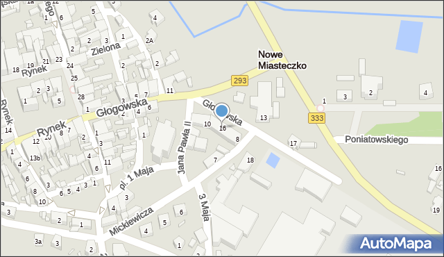 Nowe Miasteczko, Głogowska, 16, mapa Nowe Miasteczko