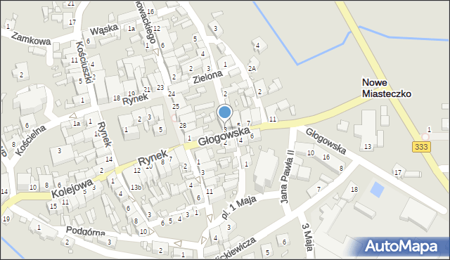 Nowe Miasteczko, Głogowska, 3, mapa Nowe Miasteczko