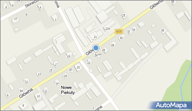 Nowe Piekuty, Główna, 24, mapa Nowe Piekuty
