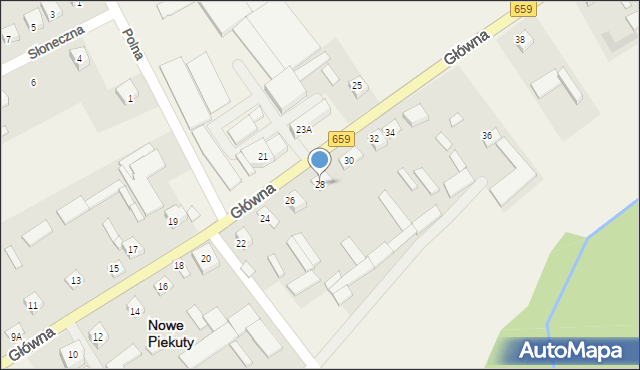 Nowe Piekuty, Główna, 28, mapa Nowe Piekuty