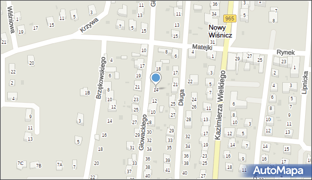 Nowy Wiśnicz, Głowackiego Bartosza, 14, mapa Nowy Wiśnicz