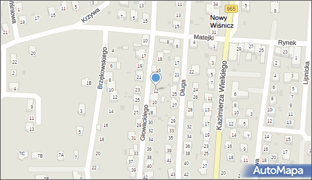 Nowy Wiśnicz, Głowackiego Bartosza, 24, mapa Nowy Wiśnicz