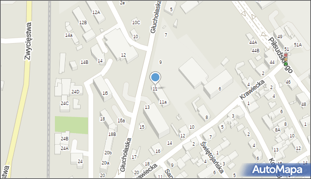 Nysa, Głuchołaska, 11, mapa Nysy