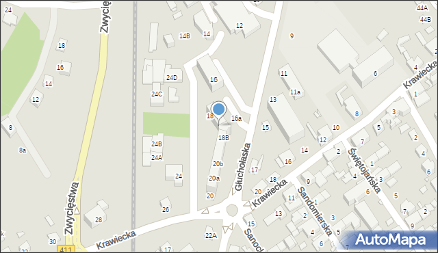 Nysa, Głuchołaska, 18A, mapa Nysy