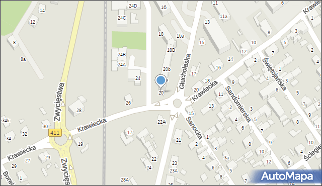 Nysa, Głuchołaska, 20, mapa Nysy