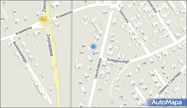 Nysa, Głuchołaska, 26, mapa Nysy