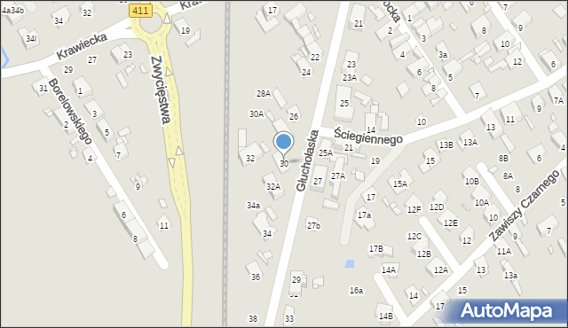 Nysa, Głuchołaska, 30, mapa Nysy