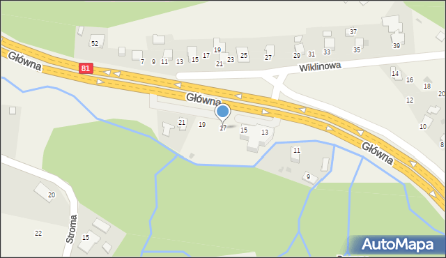 Ochaby Małe, Główna, 17, mapa Ochaby Małe