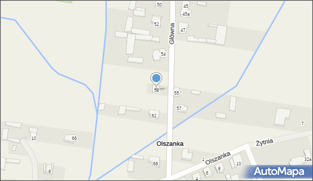 Olszanka, Główna, 58, mapa Olszanka