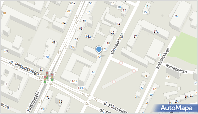 Olsztyn, Głowackiego Bartosza, 22, mapa Olsztyna