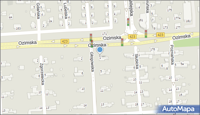 Opole, Głogowska, 1, mapa Opola