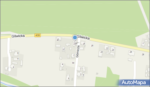 Ortowice, Gliwicka, 14A, mapa Ortowice