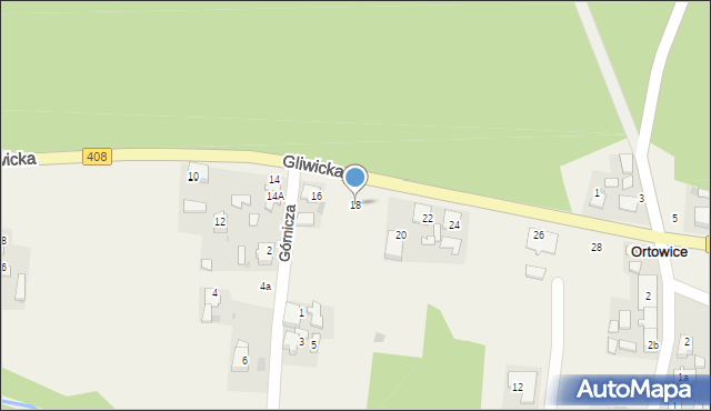 Ortowice, Gliwicka, 18, mapa Ortowice