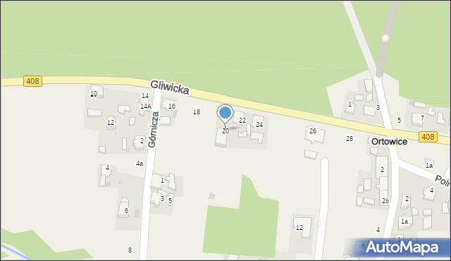 Ortowice, Gliwicka, 20, mapa Ortowice