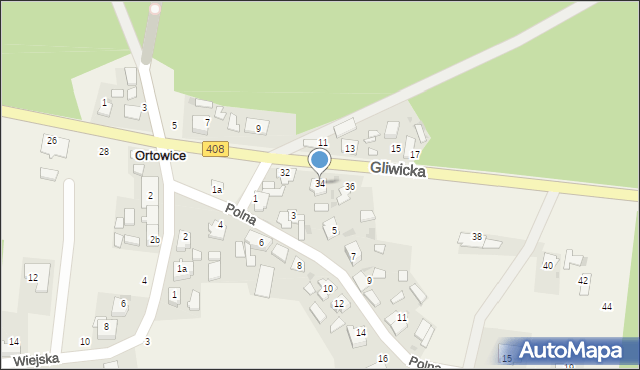 Ortowice, Gliwicka, 34, mapa Ortowice