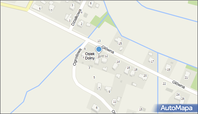 Osiek, Główna, 10, mapa Osiek