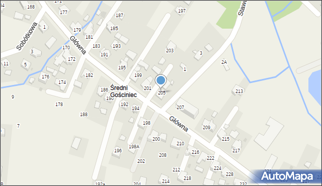 Osiek, Główna, 205, mapa Osiek
