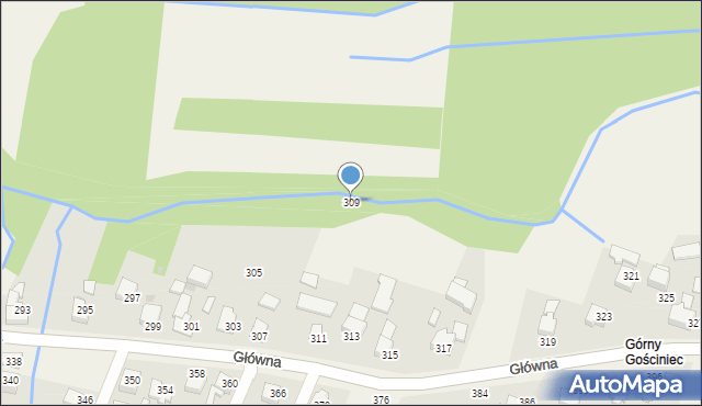 Osiek, Główna, 309, mapa Osiek