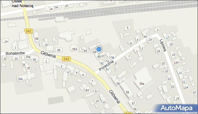 Osiek nad Notecią, Główna, 63, mapa Osiek nad Notecią