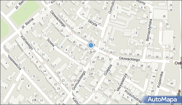 Ostrołęka, Głowackiego Bartosza, 24, mapa Ostrołęka