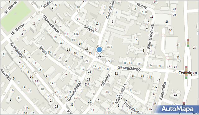 Ostrołęka, Głowackiego Bartosza, 27, mapa Ostrołęka