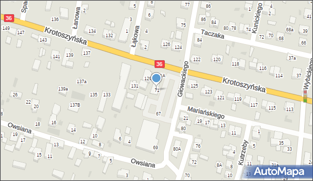 Ostrów Wielkopolski, Głowackiego, 71, mapa Ostrów Wielkopolski