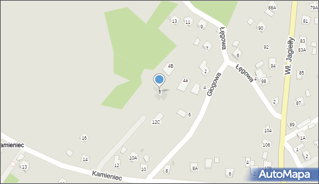 Oświęcim, Głogowa, 8, mapa Oświęcimia