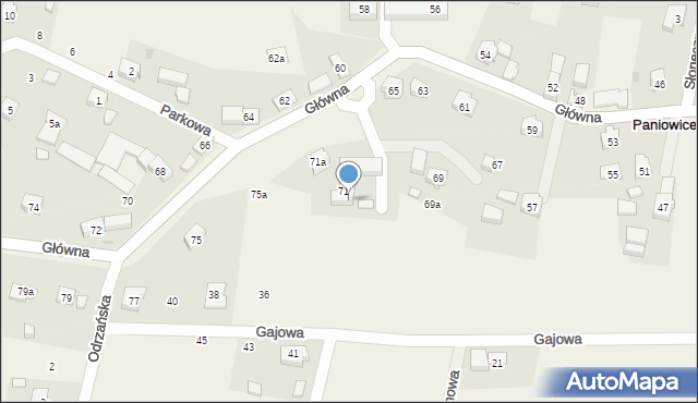Paniowice, Główna, 71b, mapa Paniowice