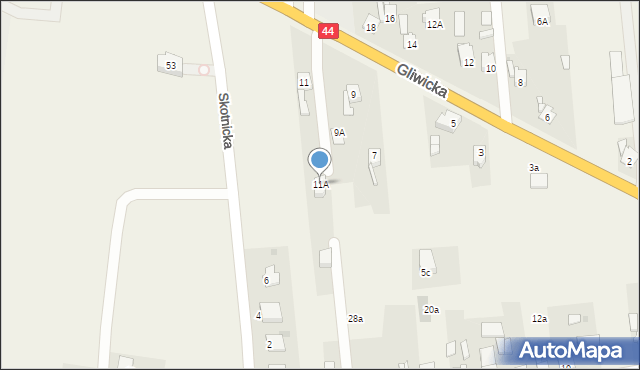 Paniówki, Gliwicka, 11A, mapa Paniówki