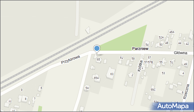 Parzniew, Główna, 67, mapa Parzniew