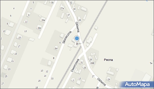 Pecna, Główna, 35, mapa Pecna