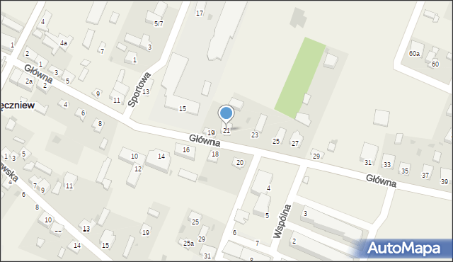 Pęczniew, Główna, 21, mapa Pęczniew