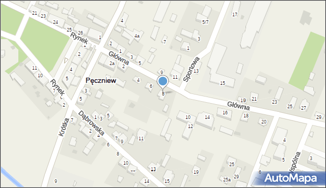 Pęczniew, Główna, 8, mapa Pęczniew