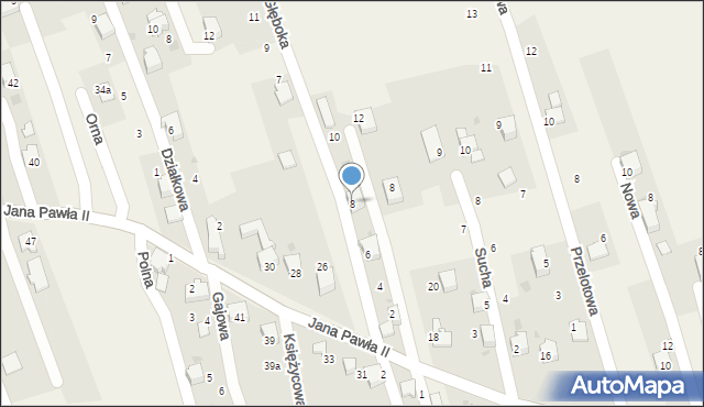 Pietrzykowice, Głęboka, 8, mapa Pietrzykowice