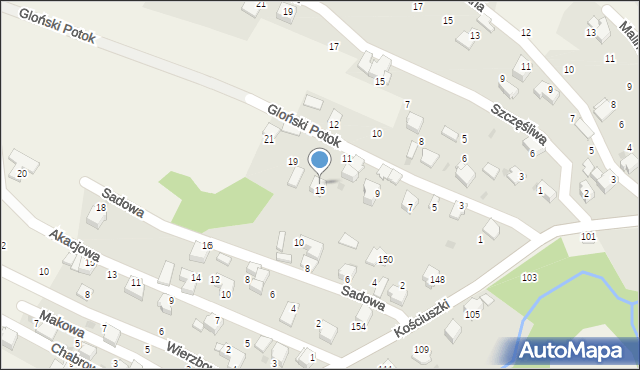 Pietrzykowice, Gloński Potok, 17, mapa Pietrzykowice
