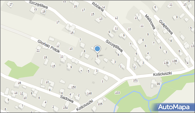 Pietrzykowice, Gloński Potok, 6, mapa Pietrzykowice